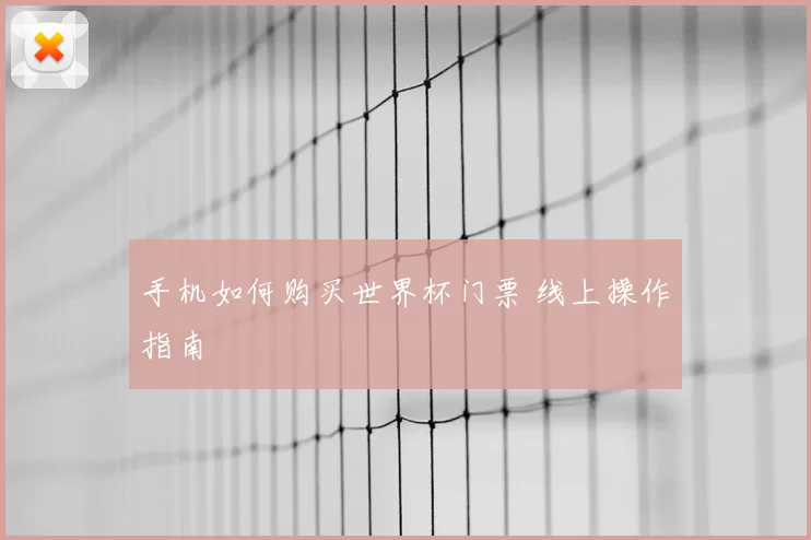 手机如何购买世界杯门票 线上操作指南